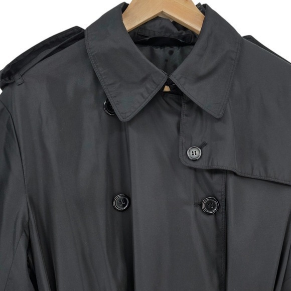 Norma Kamali Womens XL Black Double Breasted Belted Trench Coat - Picture 3 of 14